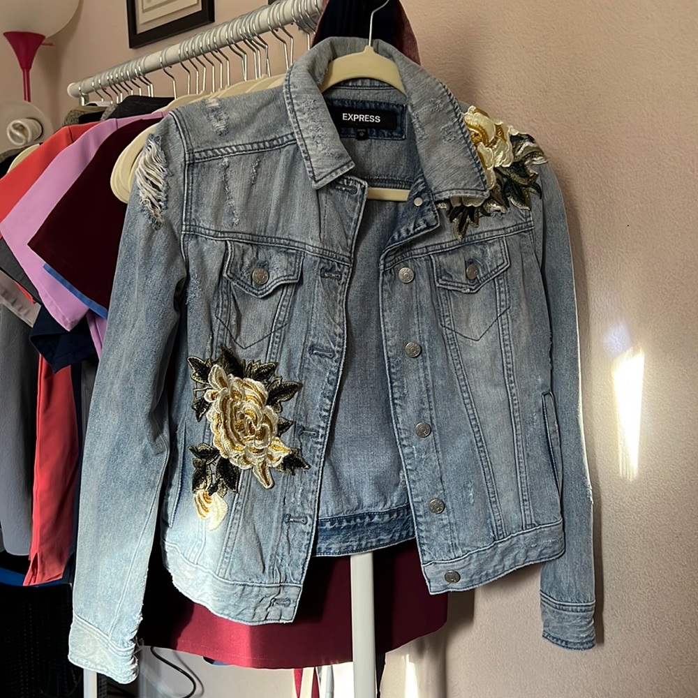 Express distressed jean jacket